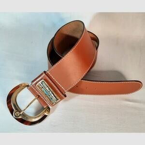 Cache Womens Chunky Belt Medium Waist Camel Brown Decorative Buckle And Loop